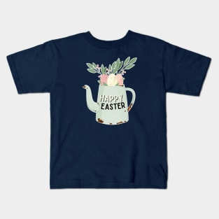 Happy Easter Greeting with Flowers Kids T-Shirt